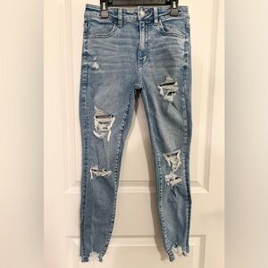 American Eagle Outfitters Light Blue Distressed Skinny Jeans